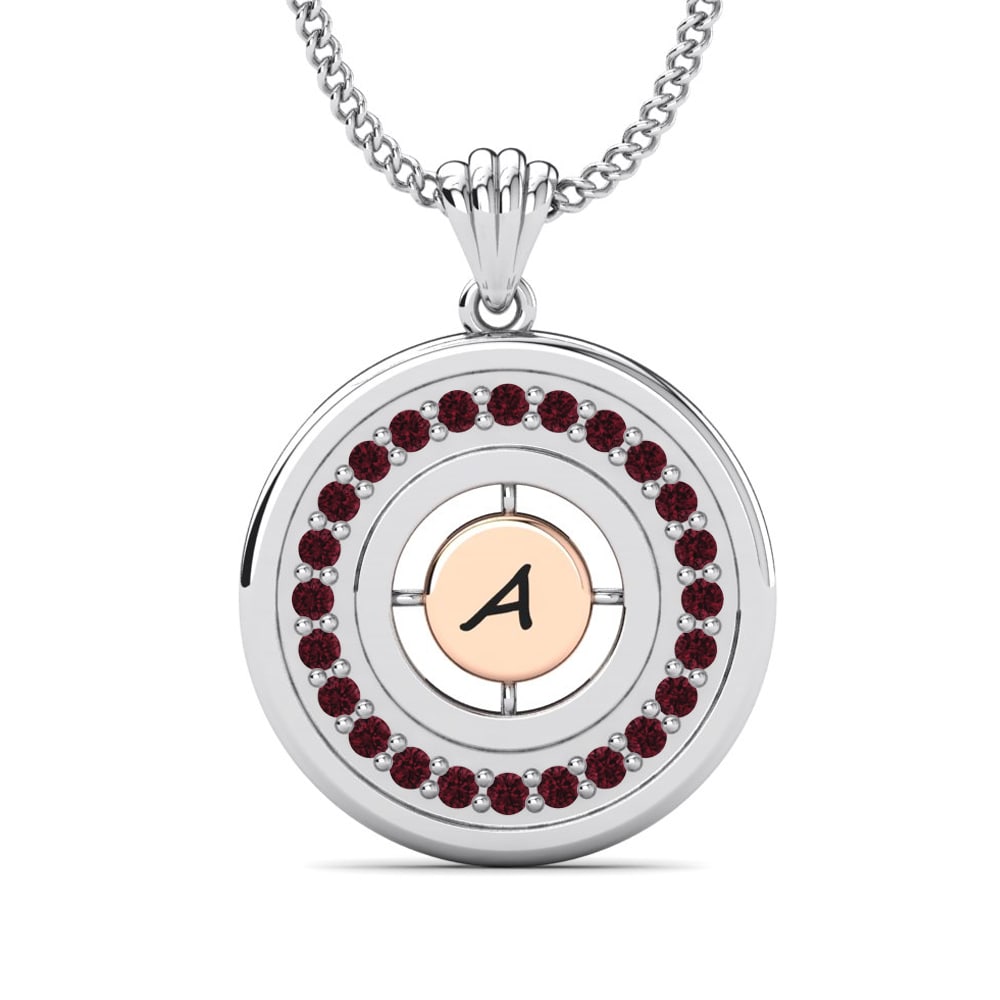 14k Oro Blanco & Rosa Granate Colgante de Mujer Haven