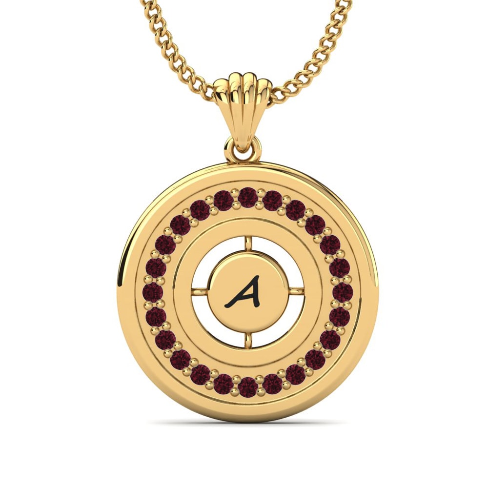 14k Oro Amarillo Granate Colgante de Mujer Haven