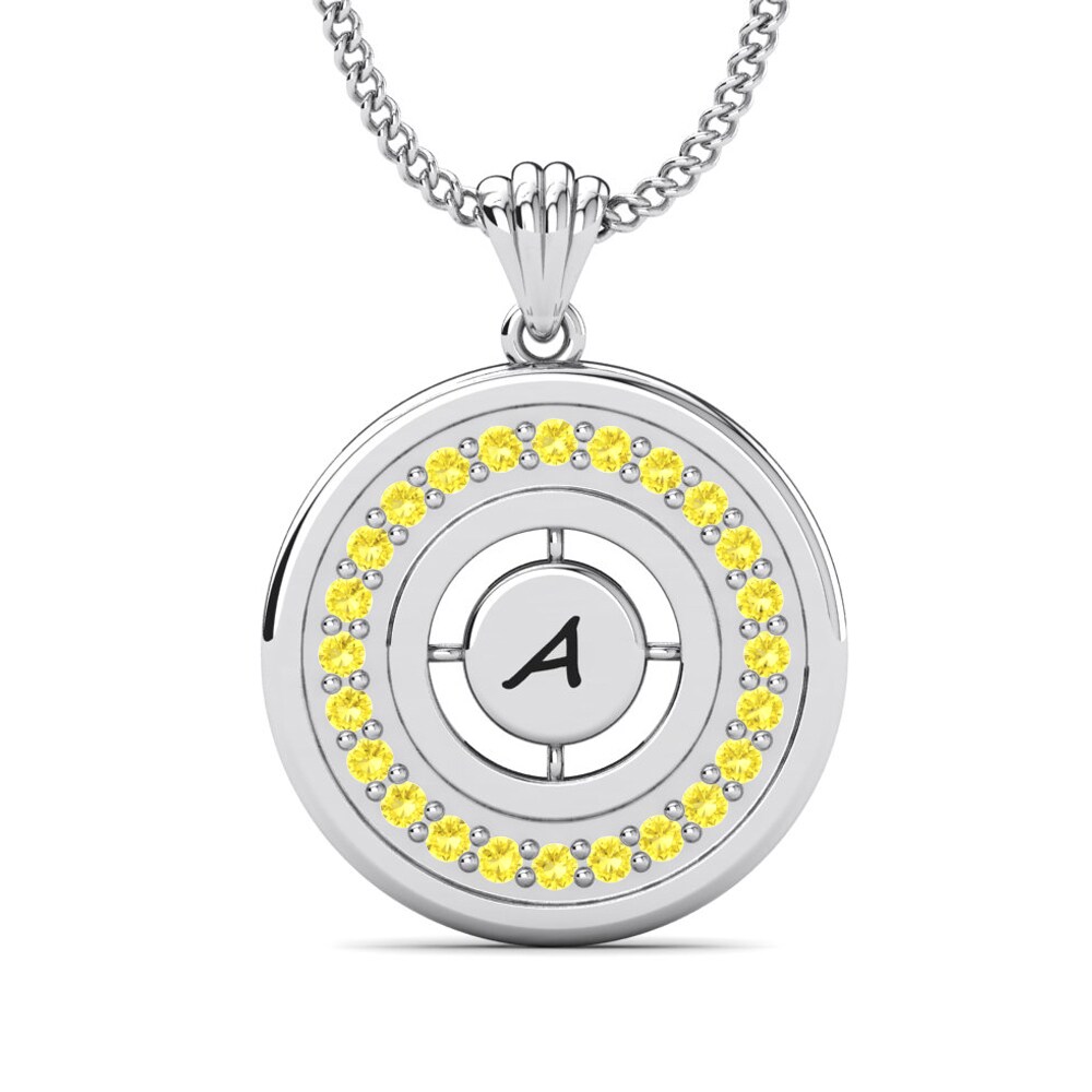 14k Oro Blanco Zafiro amarillo Colgante de Mujer Haven