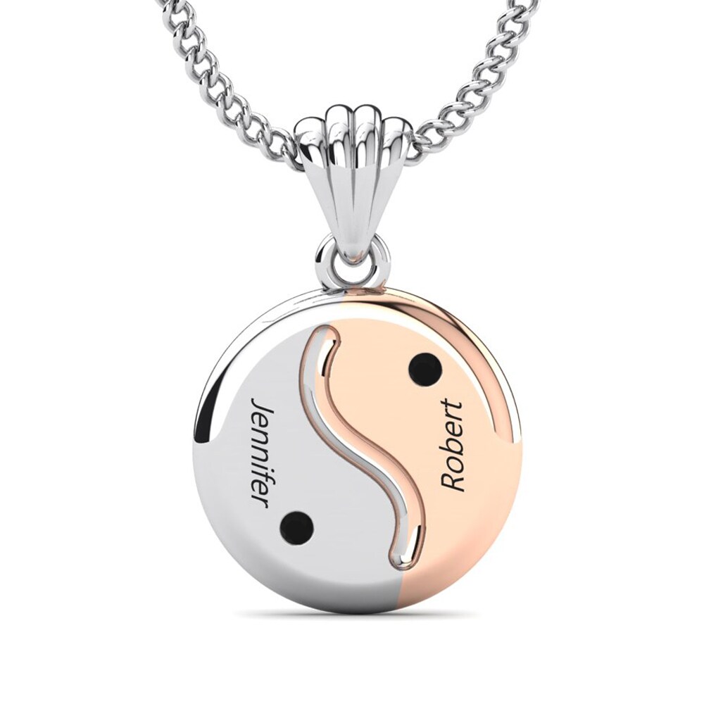 14k Oro Blanco & Rosa Zafiro negro Colgante de Mujer Hollis