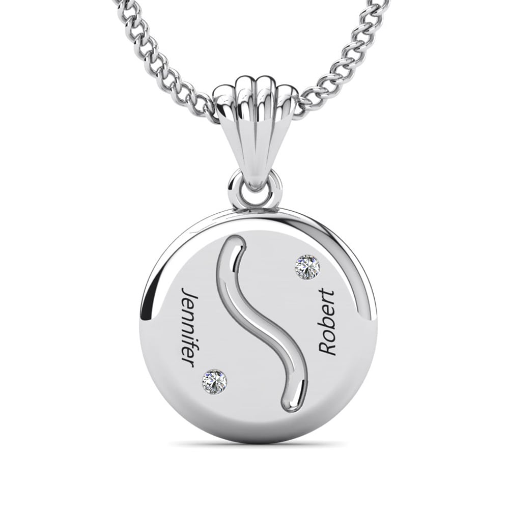 Paladio 950 Zafiro blanco Colgante de Mujer Hollis