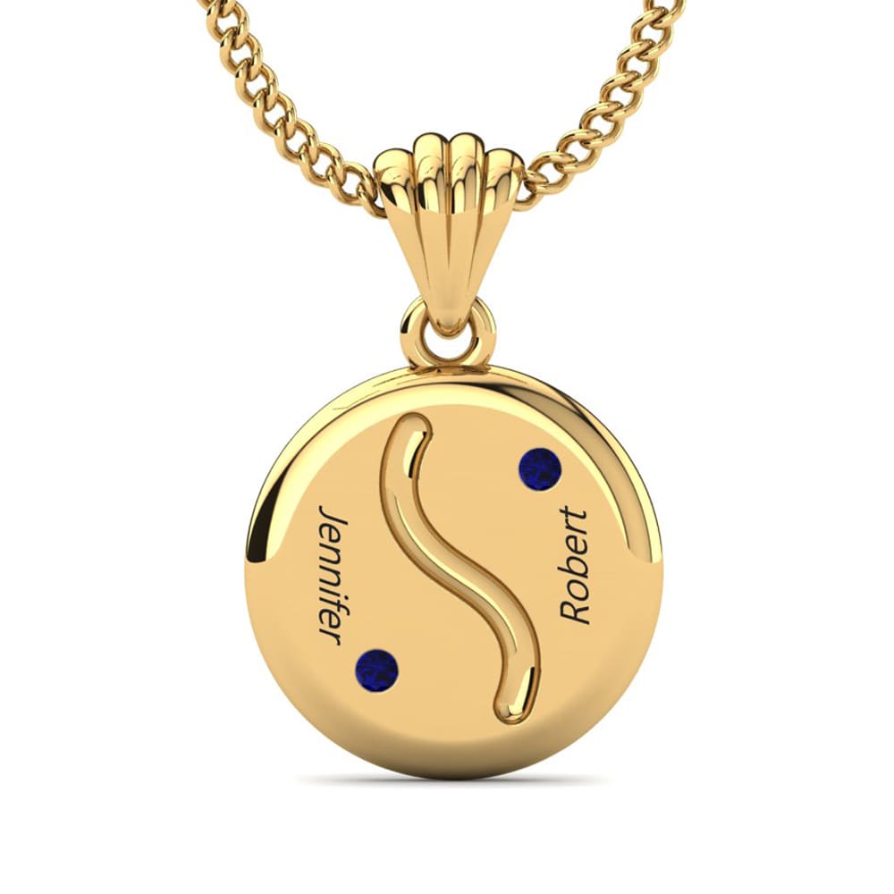 Gelbgold 585 Dunkelblauer Zirkonia Damen anhänger Hollis