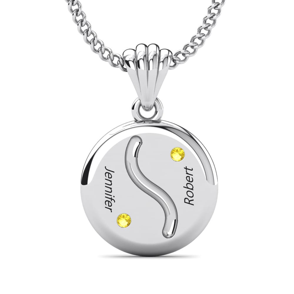14k Oro Blanco Zafiro amarillo Colgante de Mujer Hollis