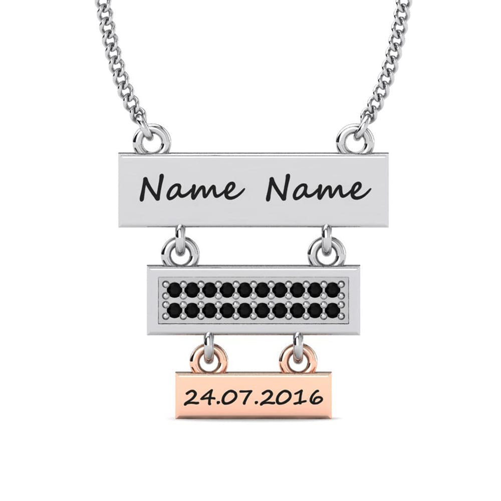 14k Oro Blanco & Rosa Zafiro negro Collar de Mujer Joart