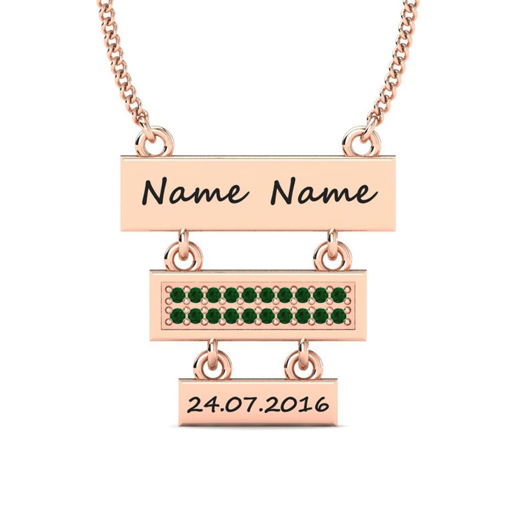 Rotgold 585 Grüner Zirkonia Damen halskette Joart