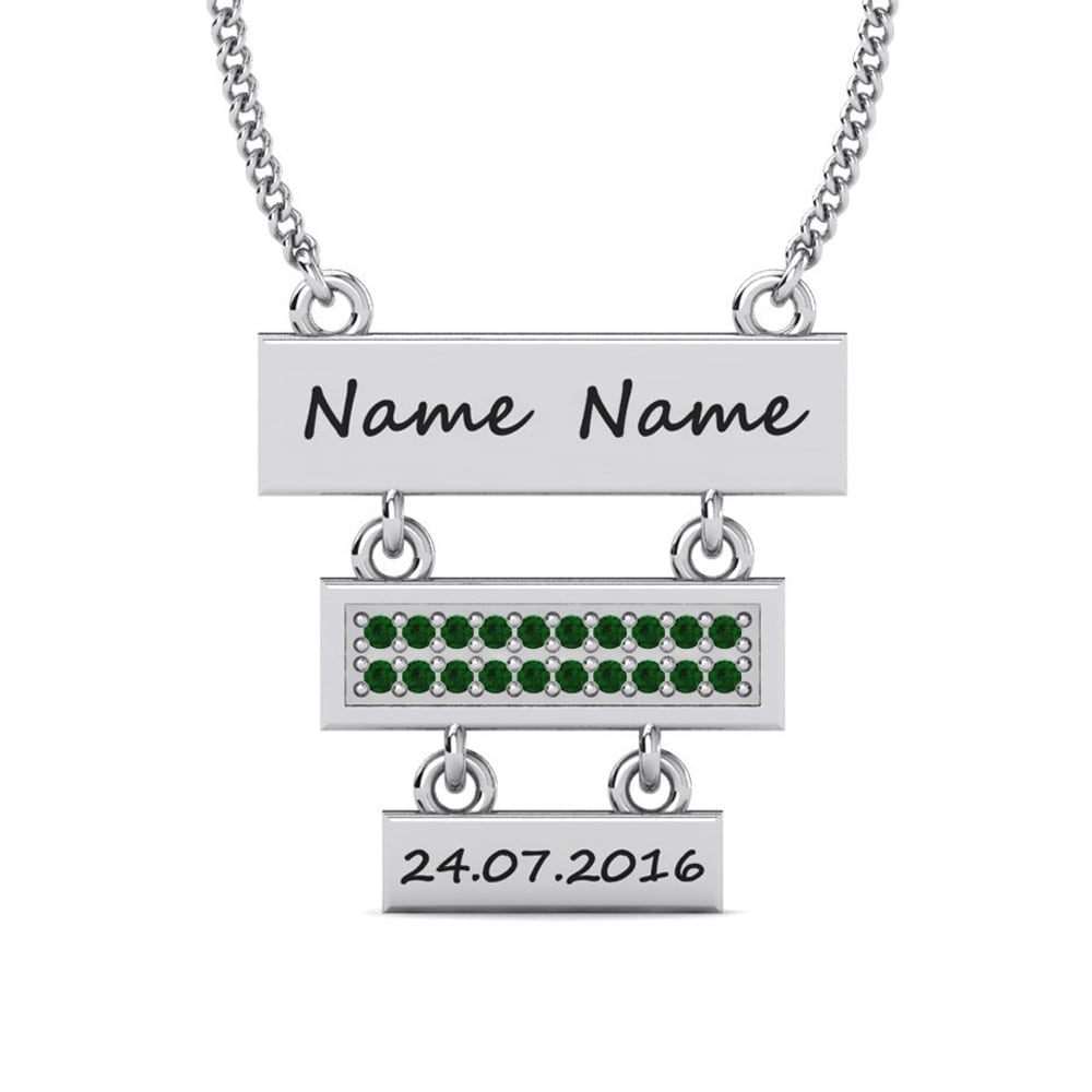950 Palladium Grüner Zirkonia Damen halskette Joart