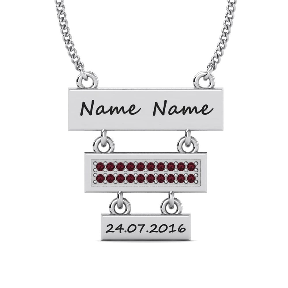 950 Palladium Granat Damen halskette Joart