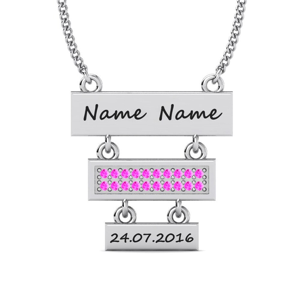 14k Oro Blanco Turmalina rosa Collar de Mujer Joart