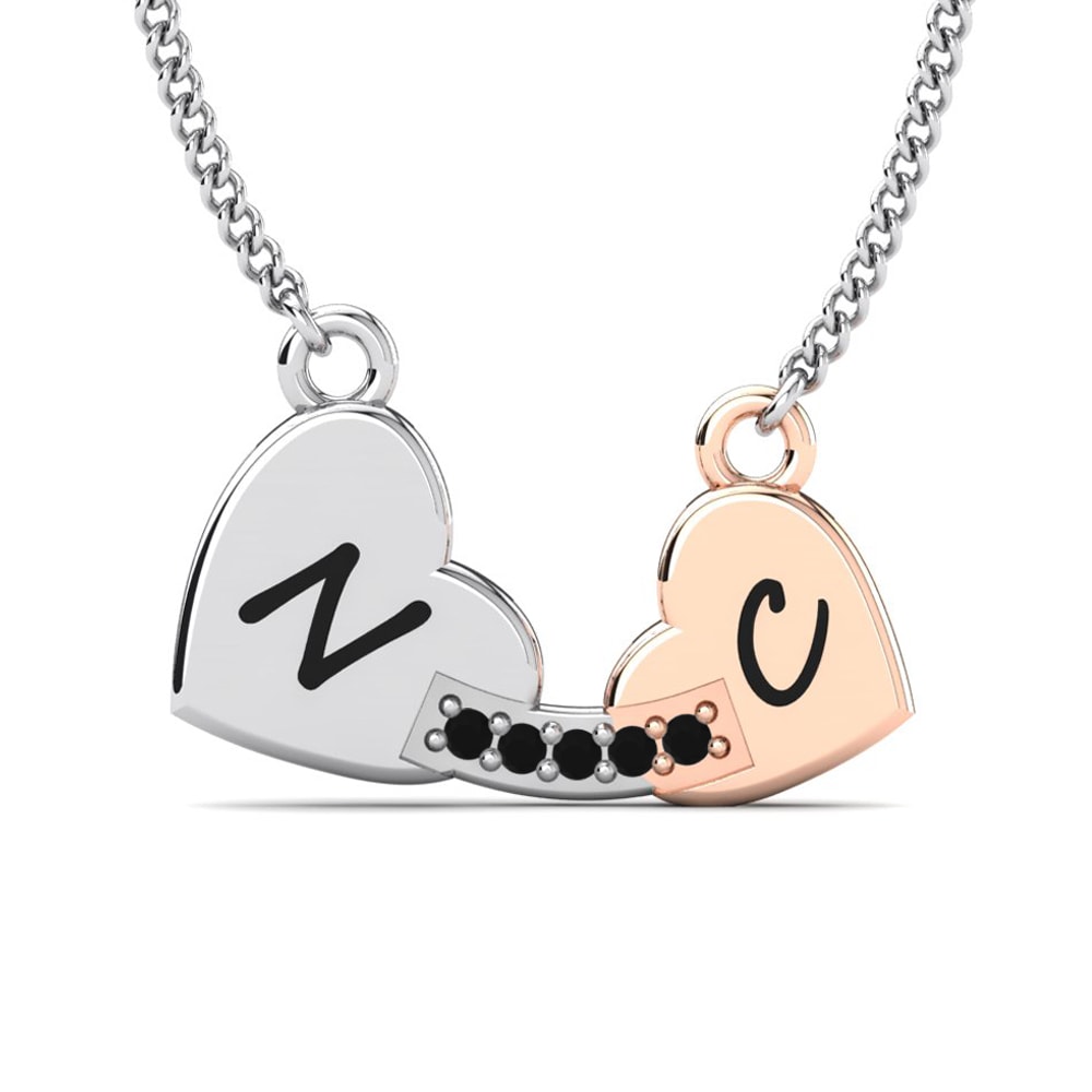 14k Oro Blanco & Rosa Zafiro negro Collar de Mujer Lacina