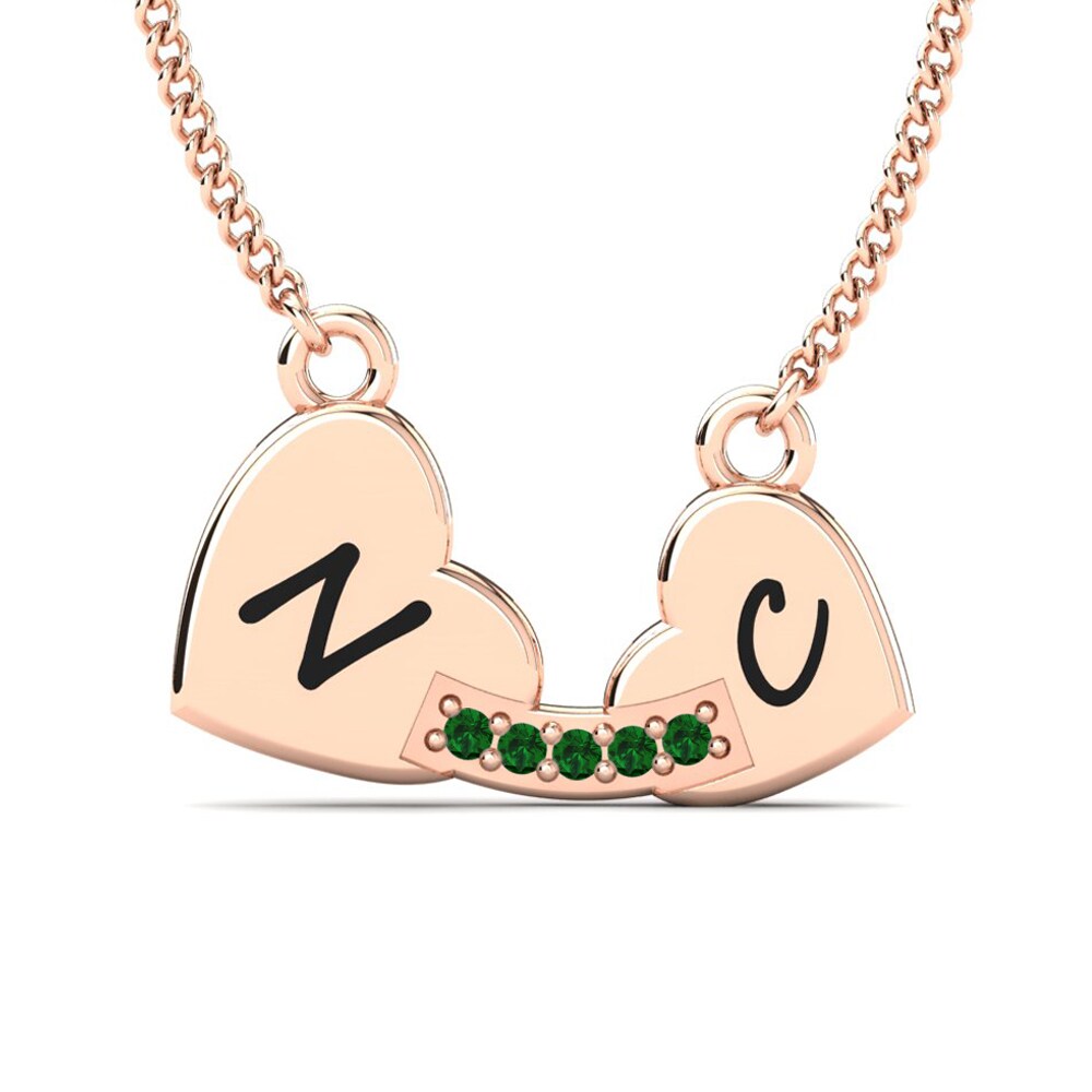 Rotgold 585 Grüner Zirkonia Damen halskette Lacina