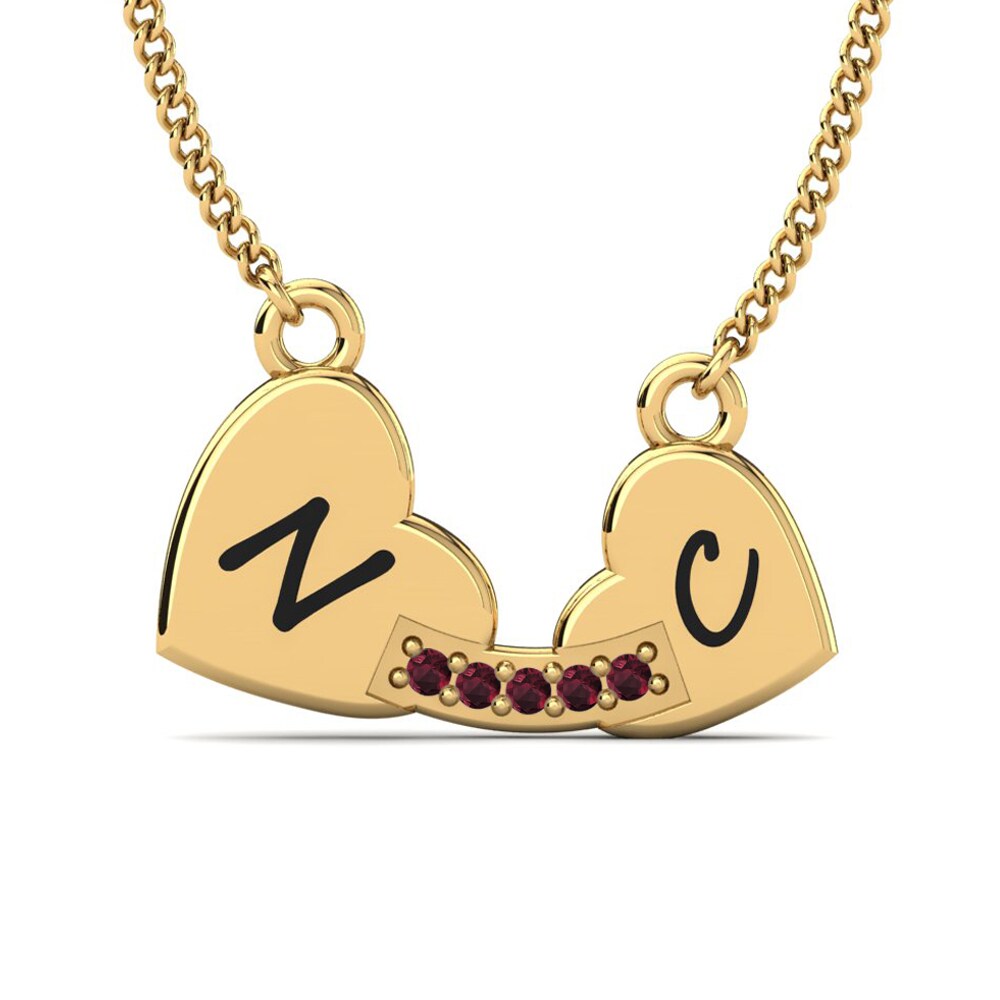 14k Oro Amarillo Granate Collar de Mujer Lacina