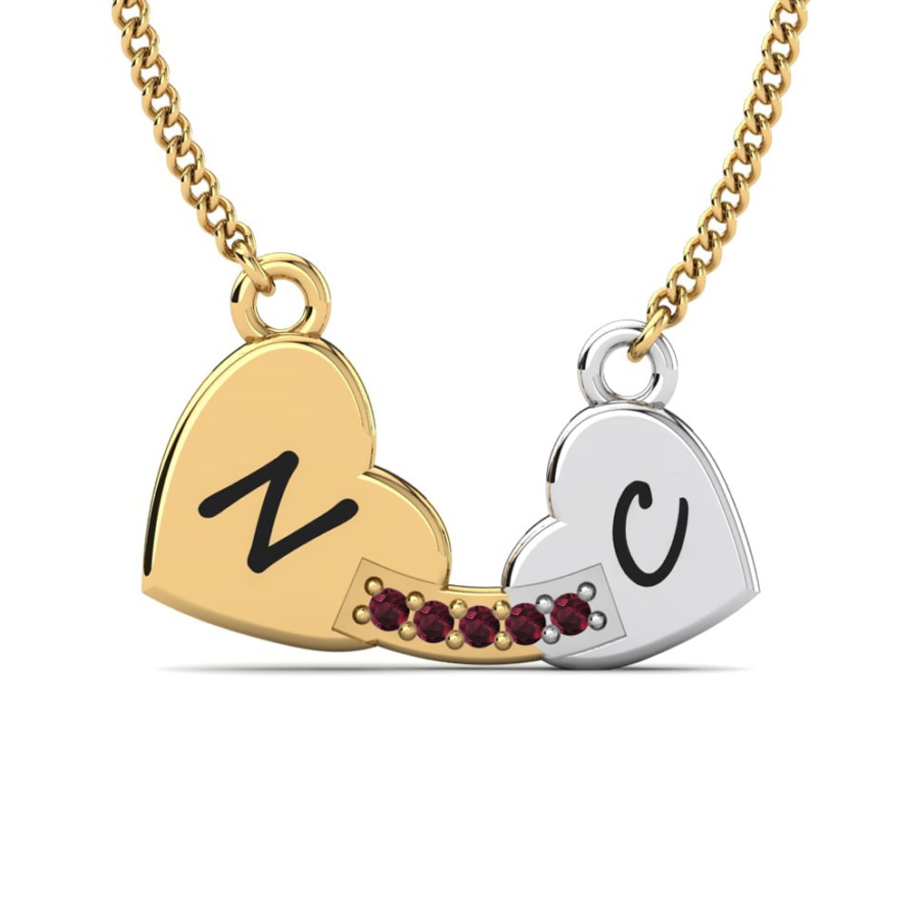 18k Oro Amarillo & Blanco Granate Collar de Mujer Lacina