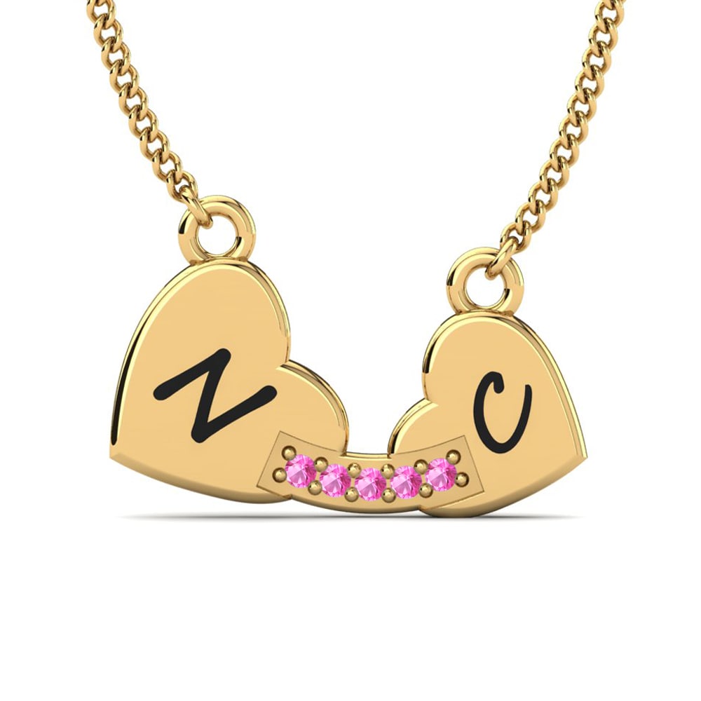 Gelbgold 585 Rosa Turmalin Damen halskette Lacina