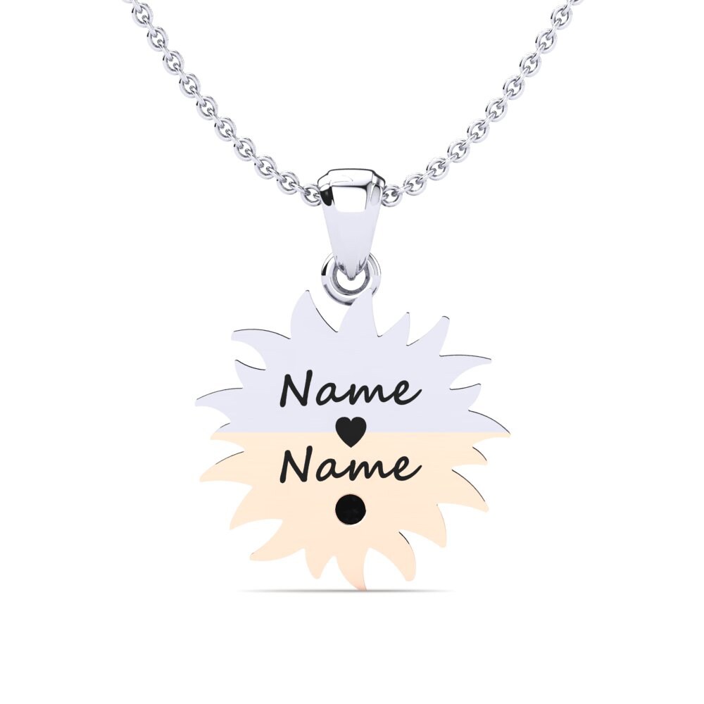 14k Oro Blanco & Rosa Zafiro negro Colgante de Mujer Laine