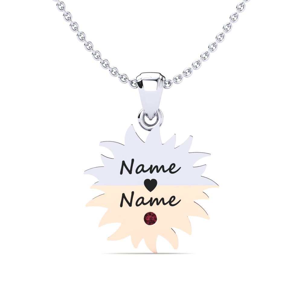 14k Oro Blanco & Rosa Granate Colgante de Mujer Laine