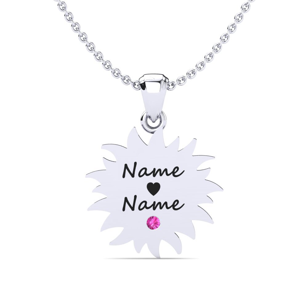14k Oro Blanco Turmalina rosa Colgante de Mujer Laine