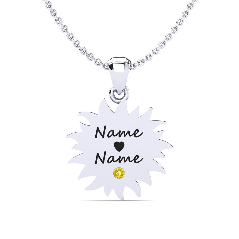 14k Oro Blanco Zafiro amarillo Colgante de Mujer Laine