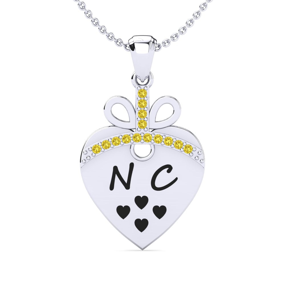 14k Oro Blanco Zafiro amarillo Colgante de Mujer Lakisha