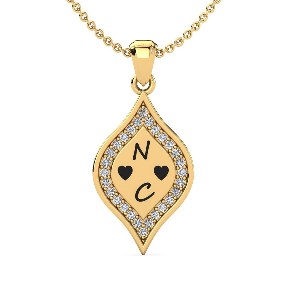 Gelbgold 585 Weißer Saphir Damen anhänger Lanna
