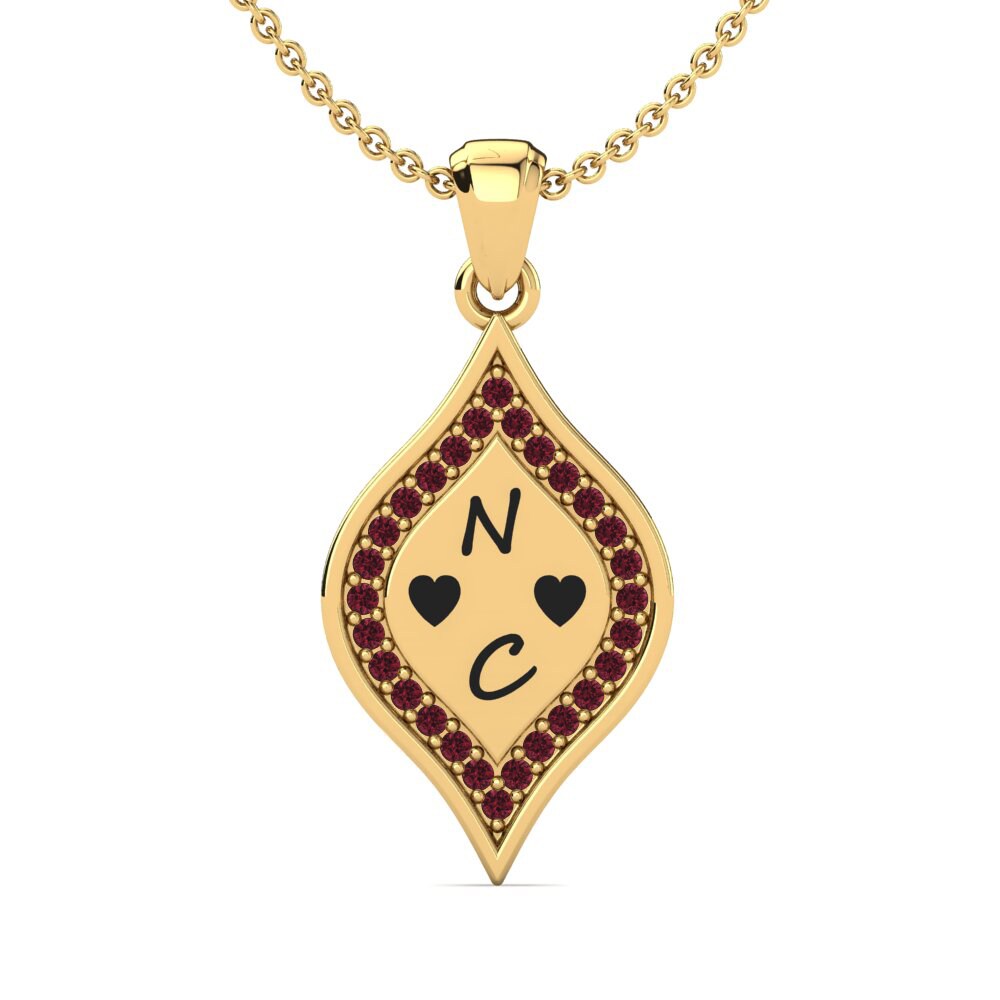 14k Oro Amarillo Granate Colgante de Mujer Lanna