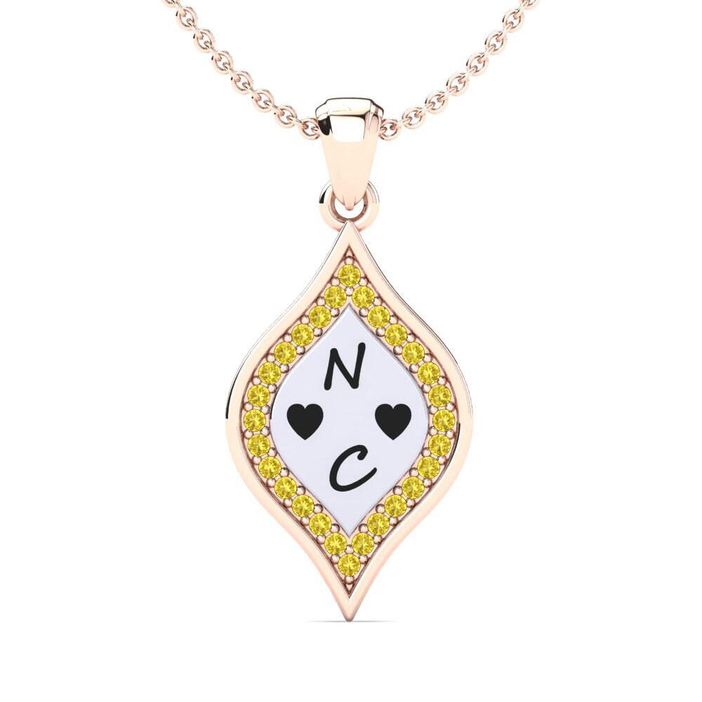 14k Oro Rosa & Blanco Zafiro amarillo Colgante de Mujer Lanna