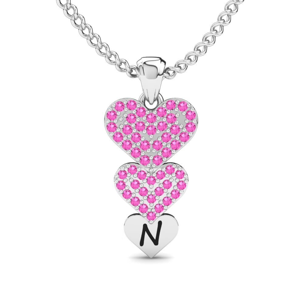 14k Oro Blanco Turmalina rosa Colgante de Mujer Latisha