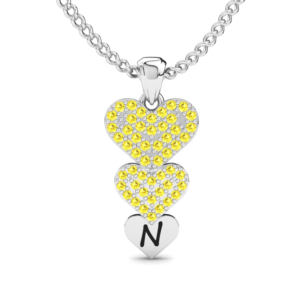 14k Oro Blanco Zafiro amarillo Colgante de Mujer Latisha