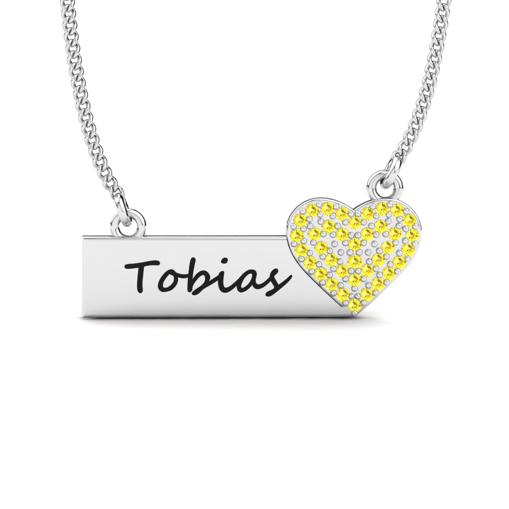14k Oro Blanco Zafiro amarillo Collar de Mujer Laycia