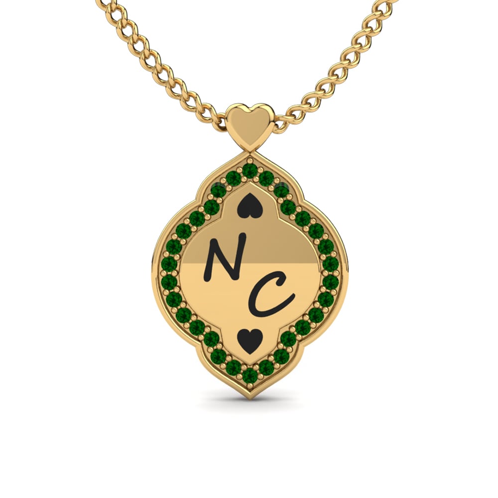 Gelbgold 585 Grüner Zirkonia Damen halskette Leslie