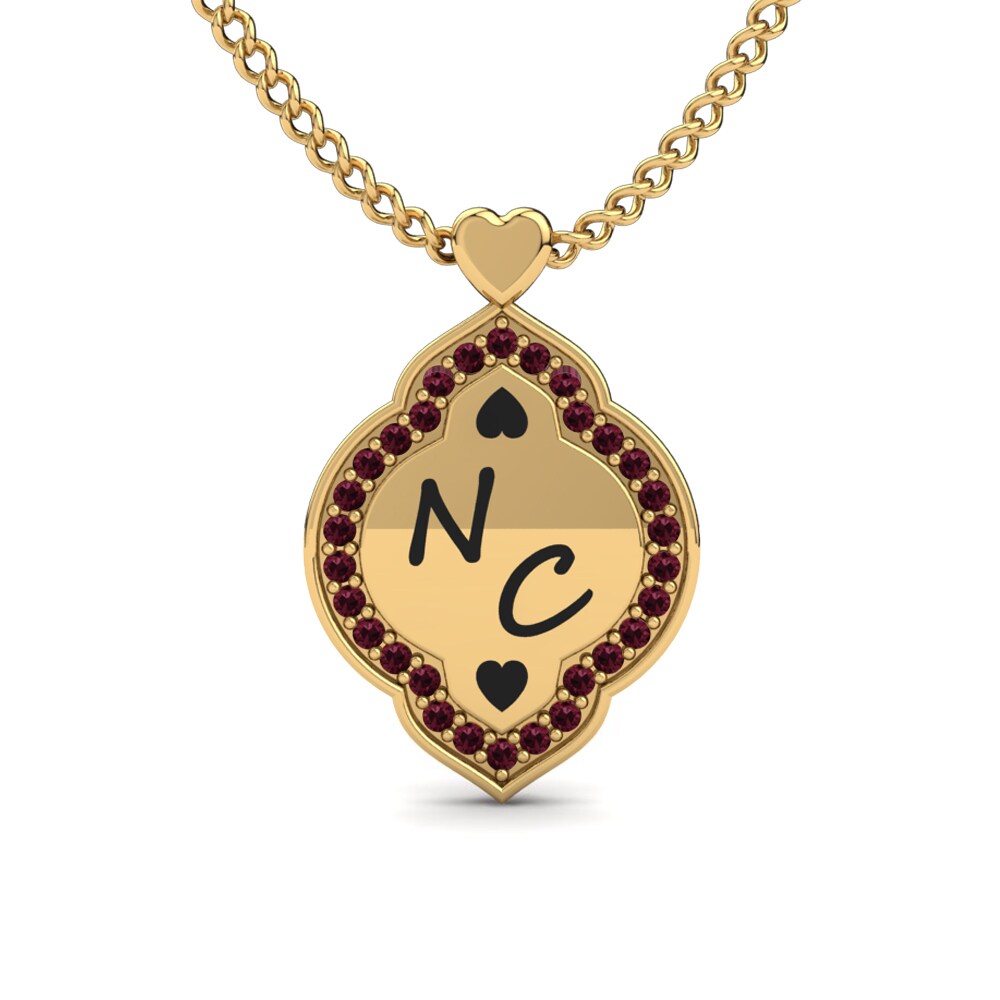 14k Oro Amarillo Granate Collar de Mujer Leslie