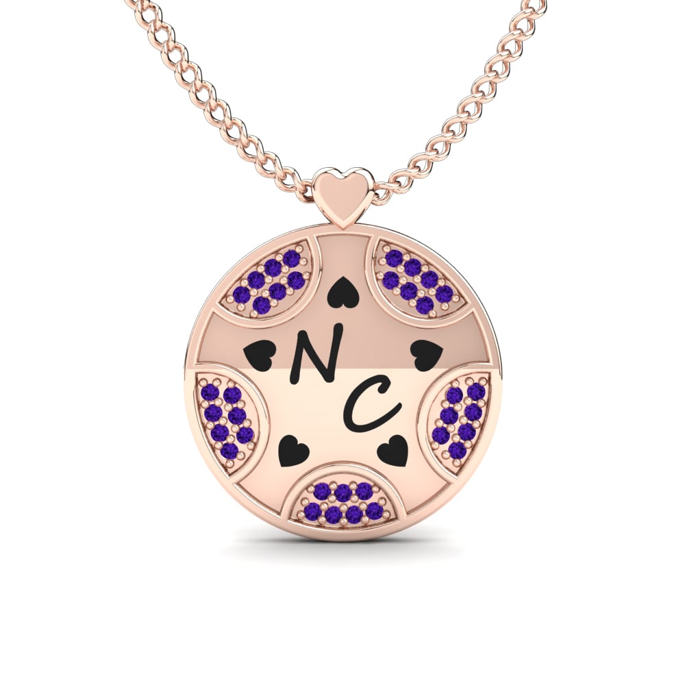 Rotgold 585 Amethyst Damen halskette Levyna