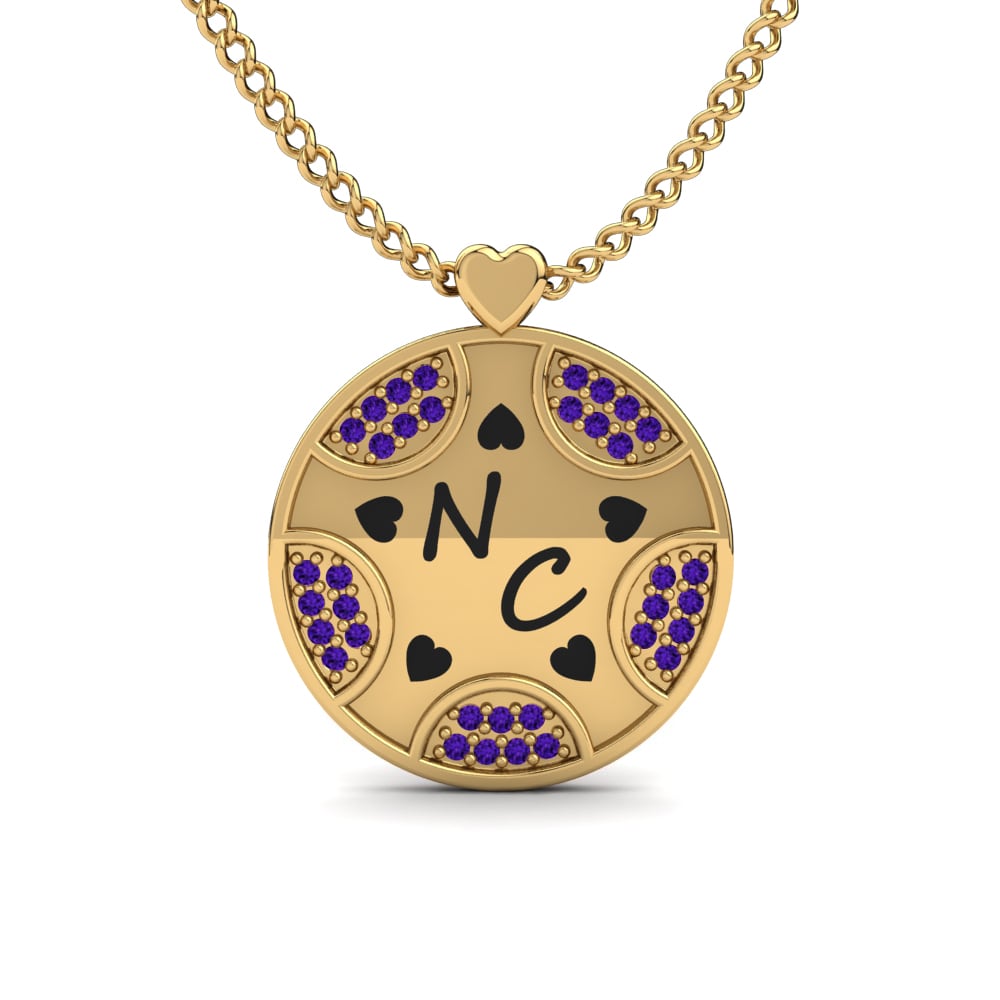 Gelbgold 585 Amethyst Damen halskette Levyna