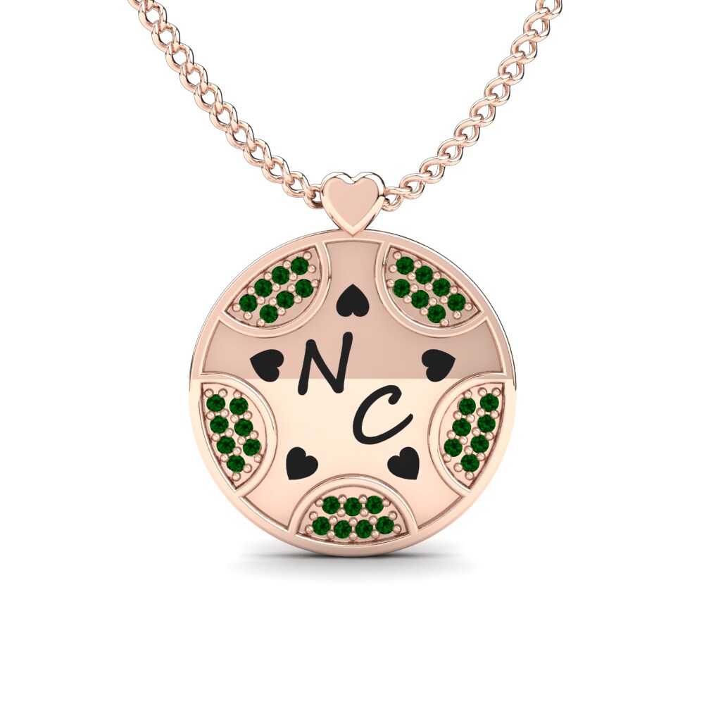 Rotgold 585 Grüner Zirkonia Damen halskette Levyna