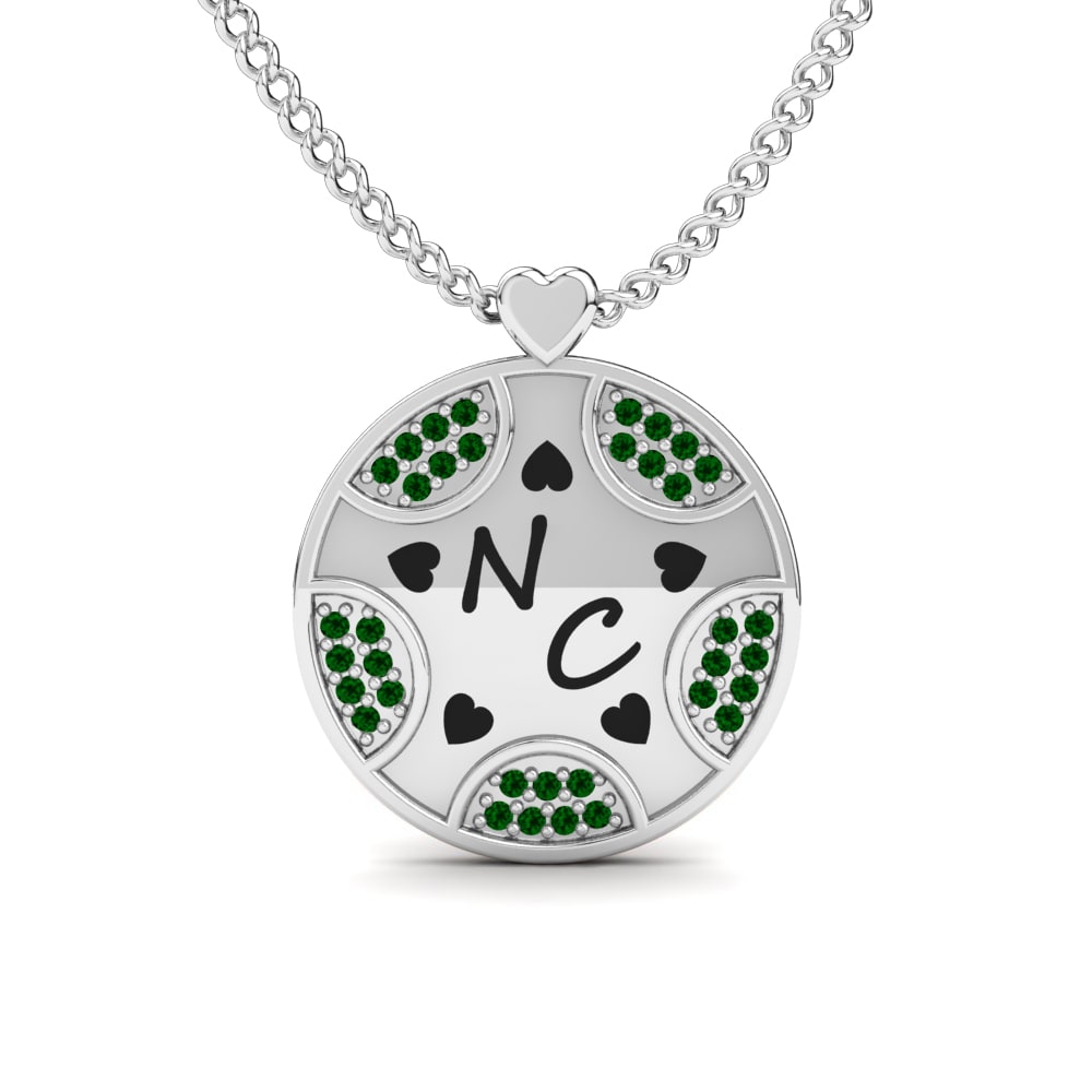 950 Palladium Grüner Zirkonia Damen halskette Levyna