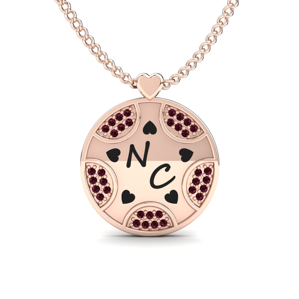 Rotgold 585 Granat Damen halskette Levyna