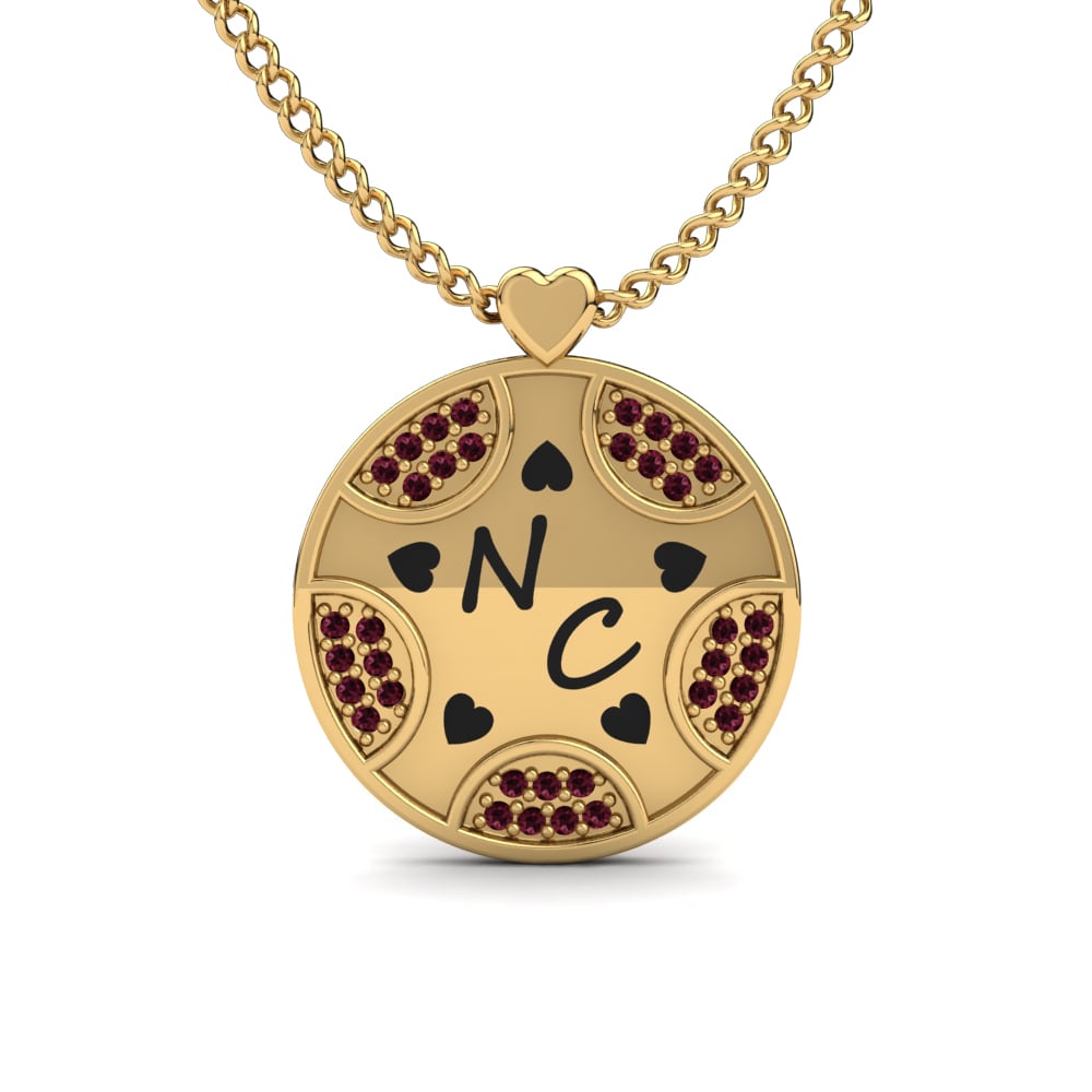 14k Oro Amarillo Granate Collar de Mujer Levyna