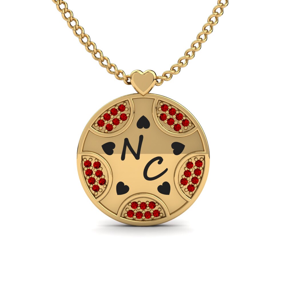 Gelbgold 585 Roter Zirkonia Damen halskette Levyna