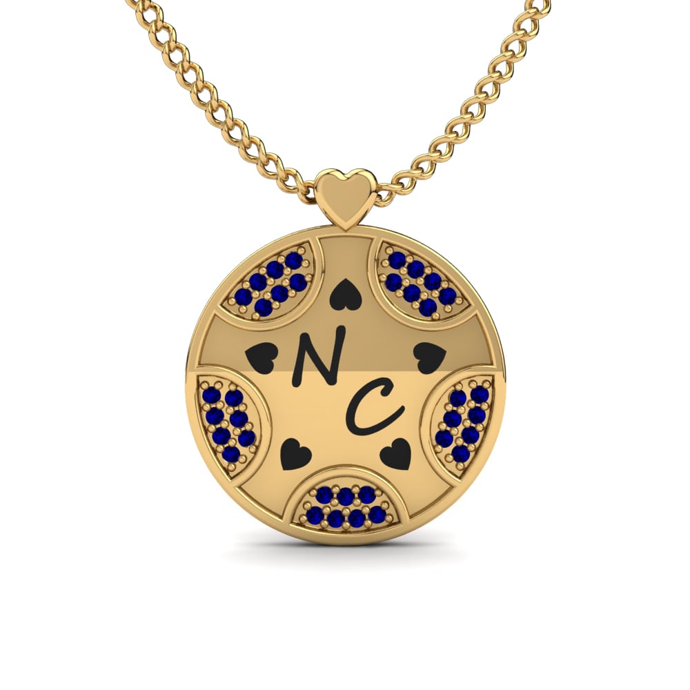Gelbgold 585 Saphir Damen halskette Levyna