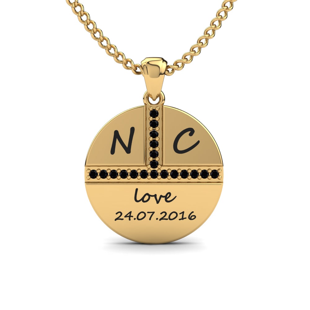 Gelbgold 585 Schwarzer Saphir Damen anhänger Lexie