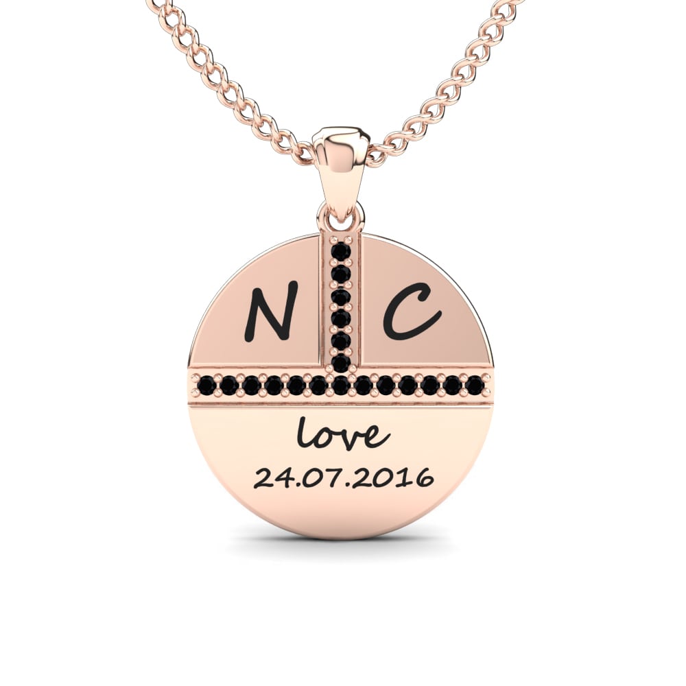 Rotgold 585 Schwarzer Diamant Damen anhänger Lexie