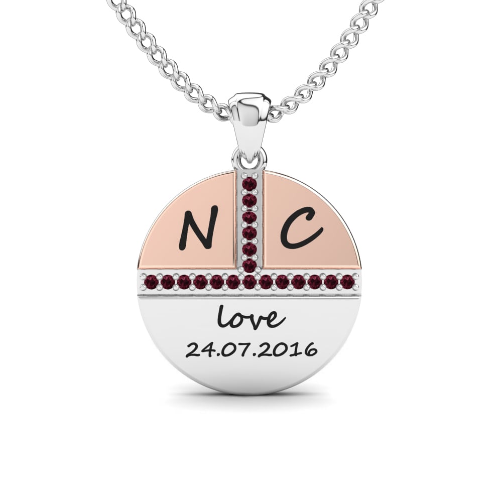14k Oro Blanco & Rosa Granate Colgante de Mujer Lexie