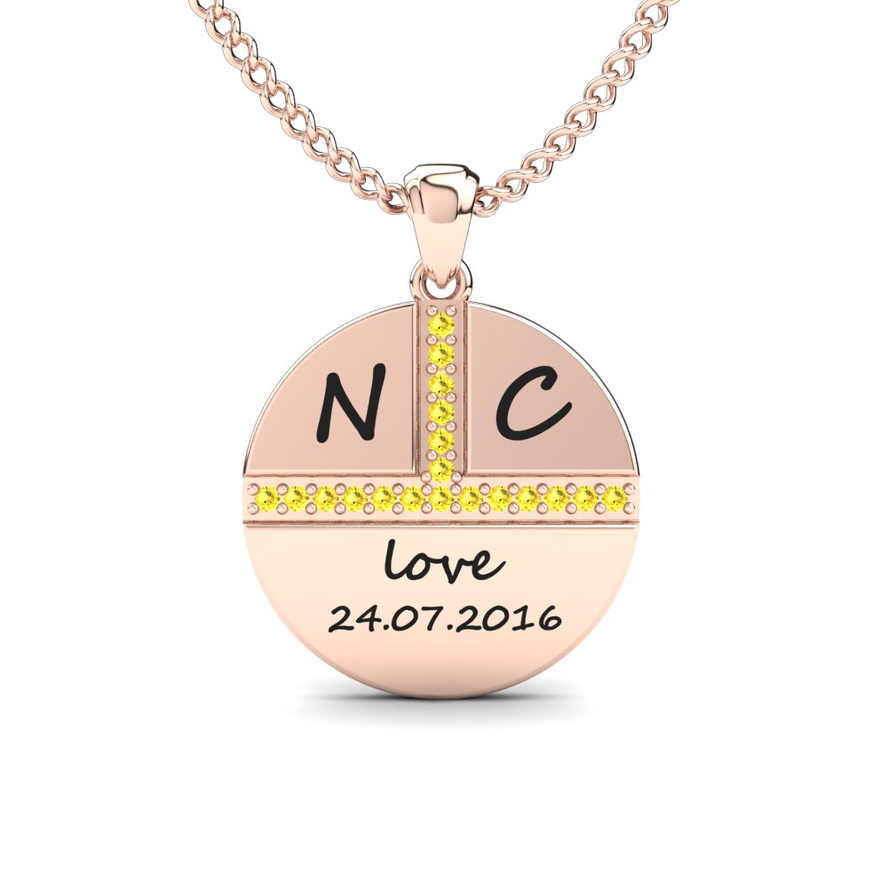 Rotgold 585 Gelber Saphir Damen anhänger Lexie