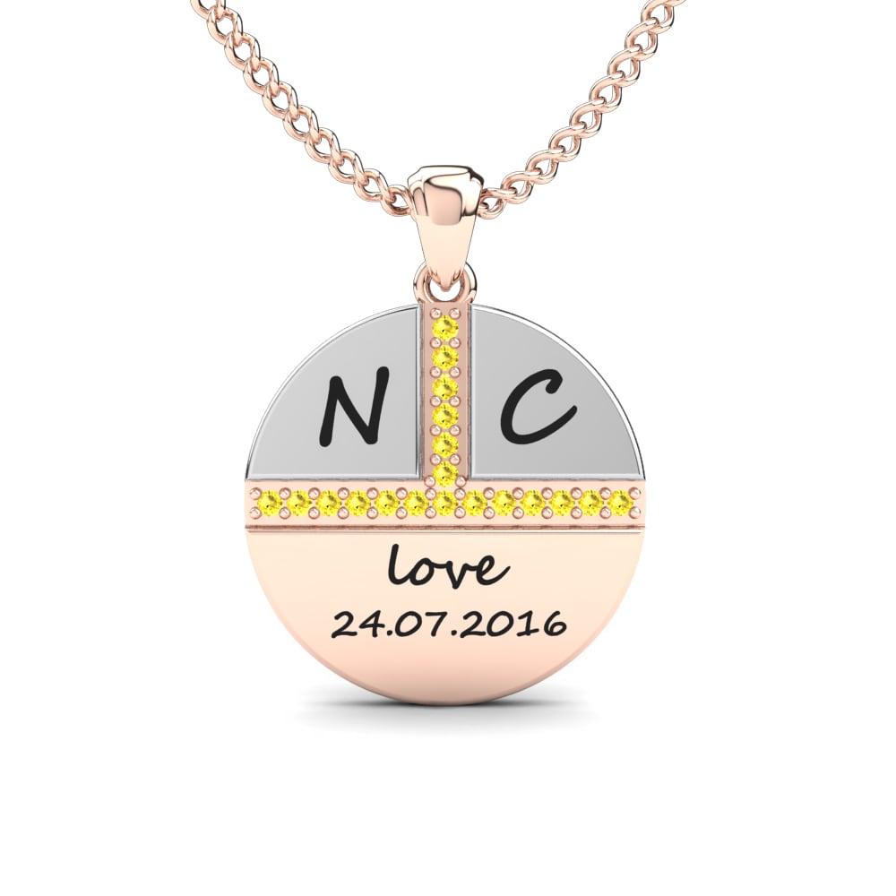 14k Oro Rosa & Blanco Zafiro amarillo Colgante de Mujer Lexie