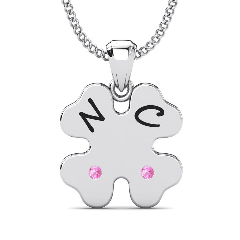 14k Oro Blanco Turmalina rosa Colgante de Mujer Lizandra