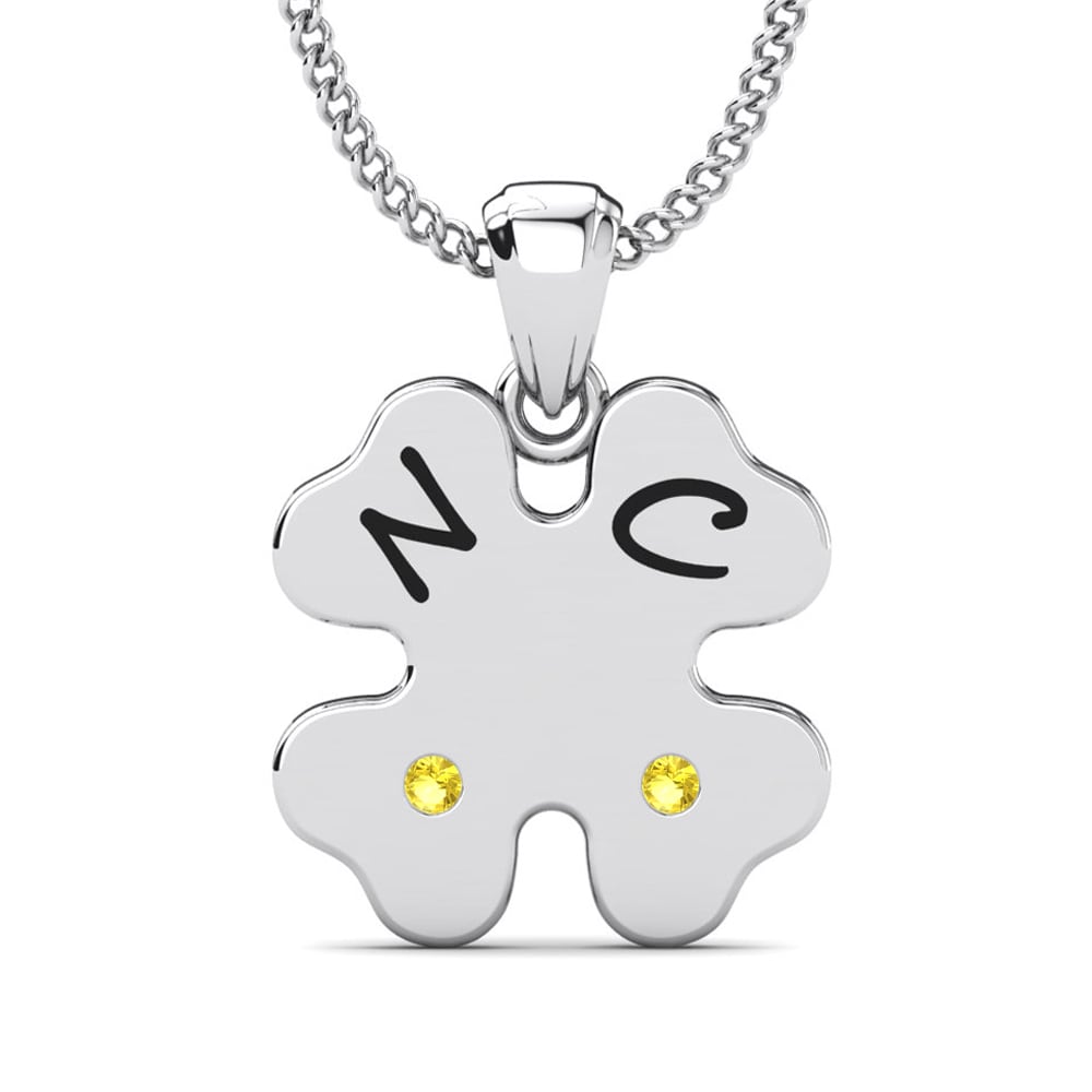 14k Oro Blanco Zafiro amarillo Colgante de Mujer Lizandra