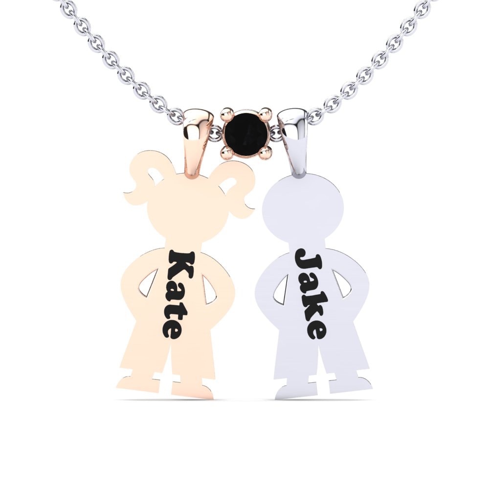 14k Oro Blanco & Rosa Zafiro negro Colgante de Mujer Ostria