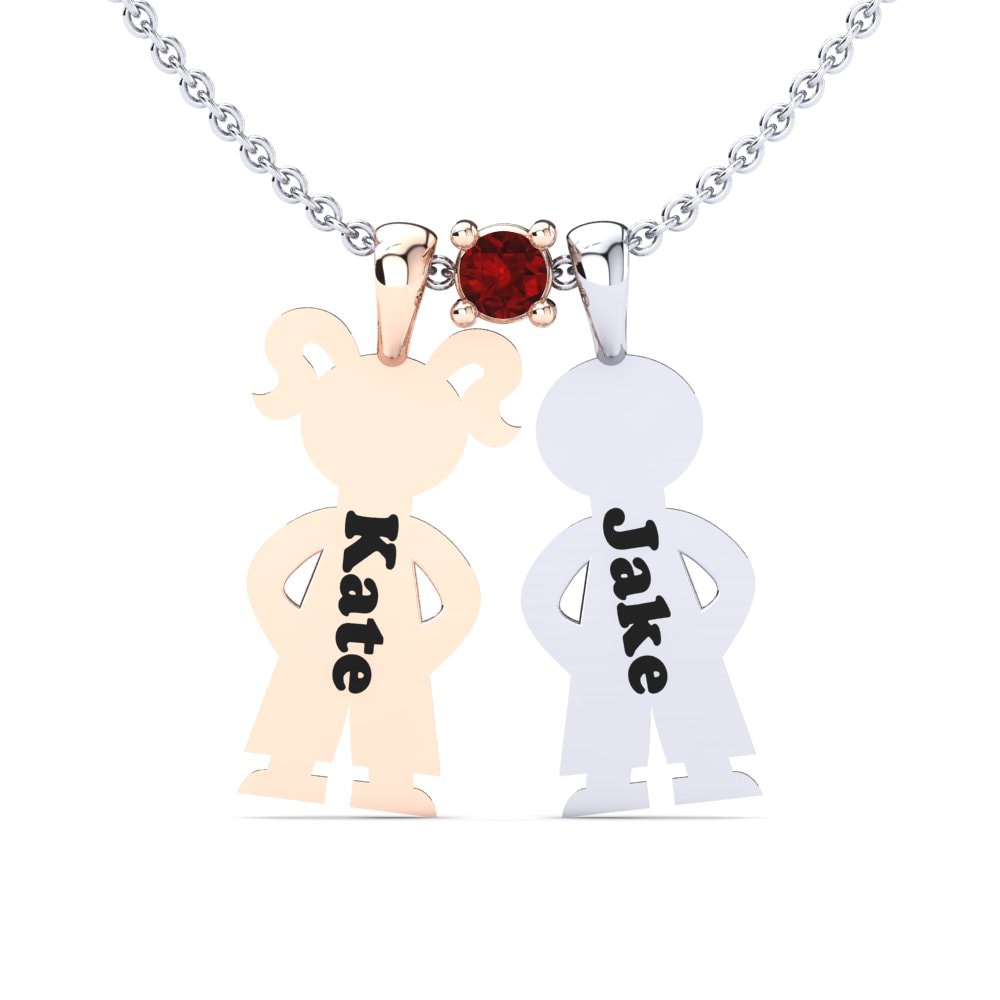 585 Weiß & Rotgold Roter Zirkonia Damen anhänger Ostria