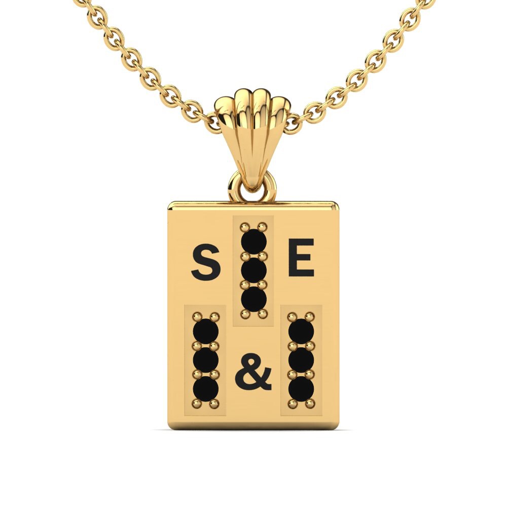 Gelbgold 585 Schwarzer Onyx Damen anhänger Phyre