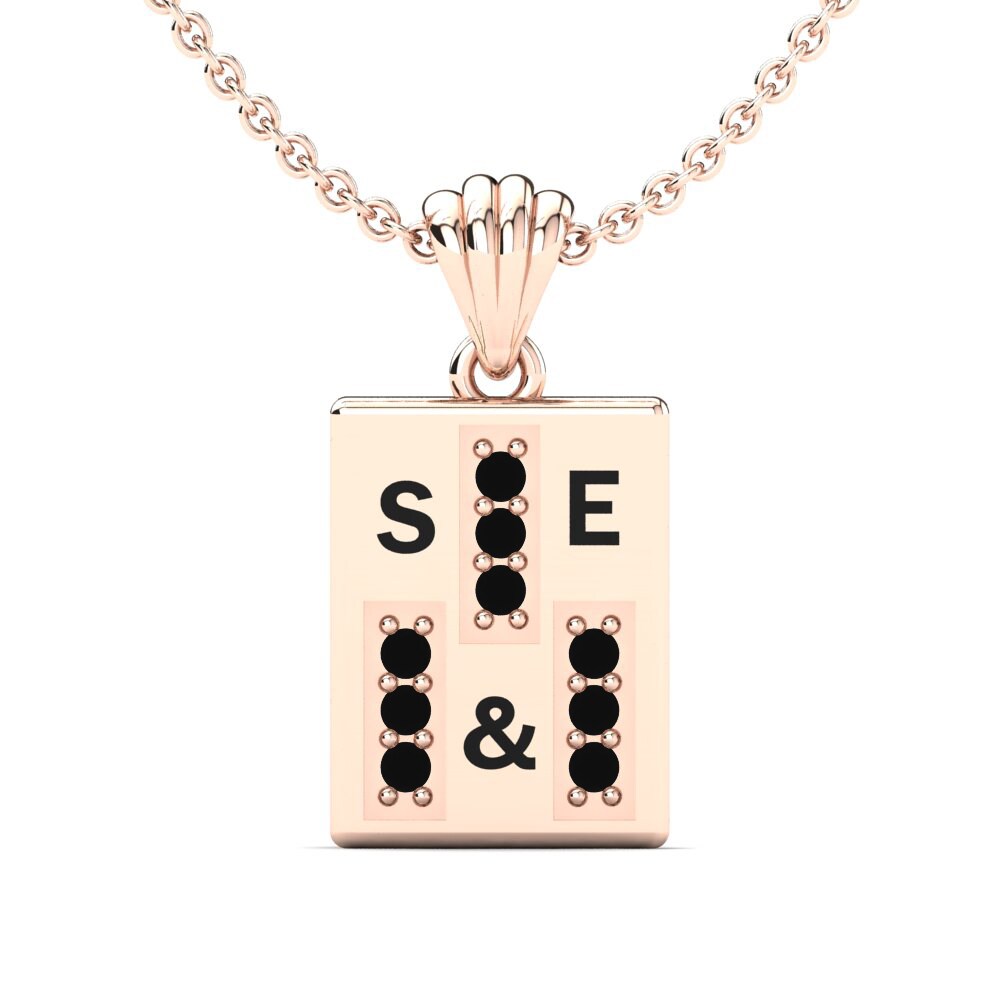 Rotgold 585 Schwarzer Diamant Damen anhänger Phyre