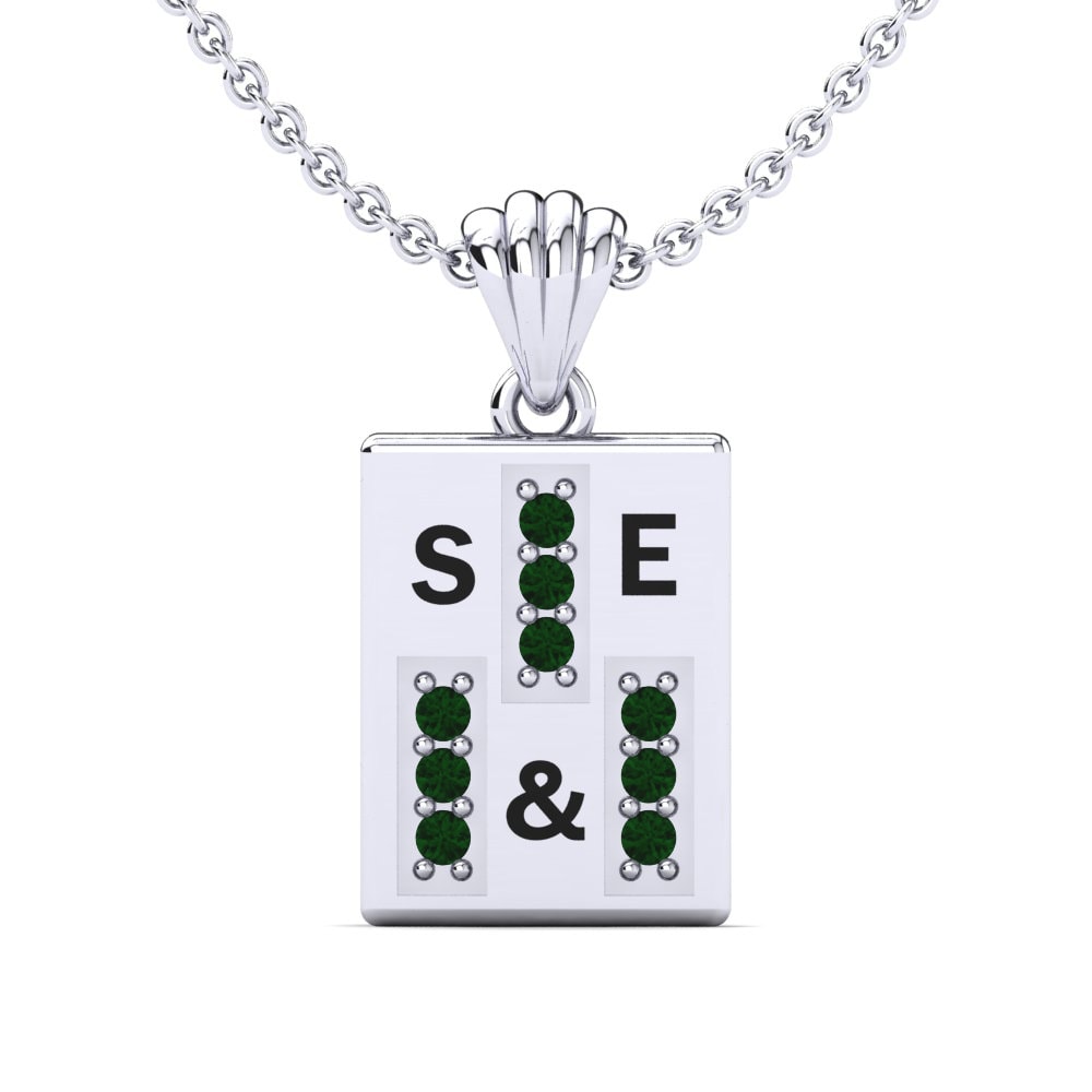 950 Palladium Grüner Zirkonia Damen anhänger Phyre